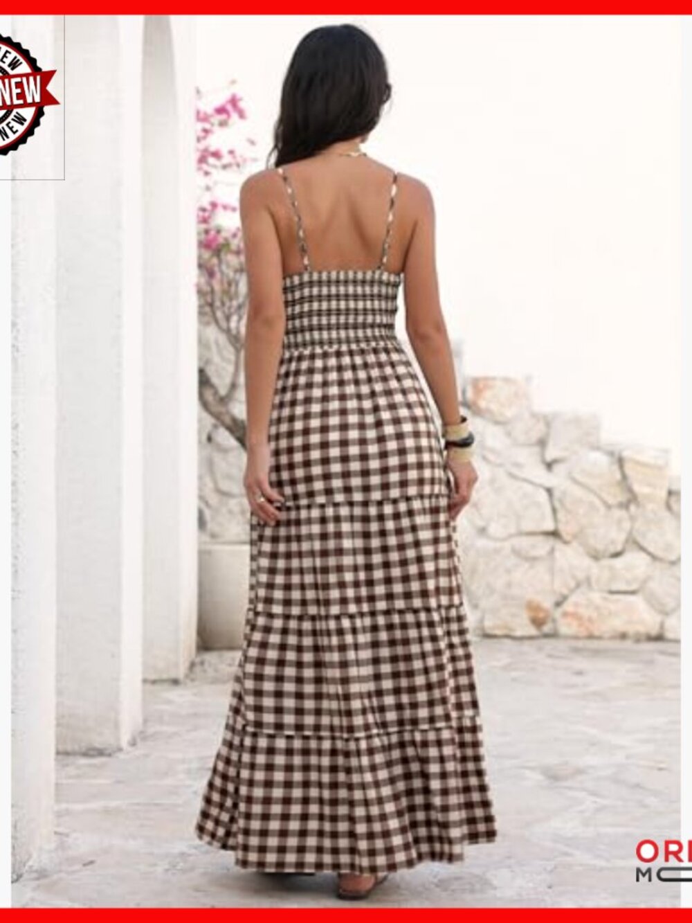 Spaghetti Strap Maxi Dress Back Smocked V Neck A Line Casual Long - Picture 5 of 7